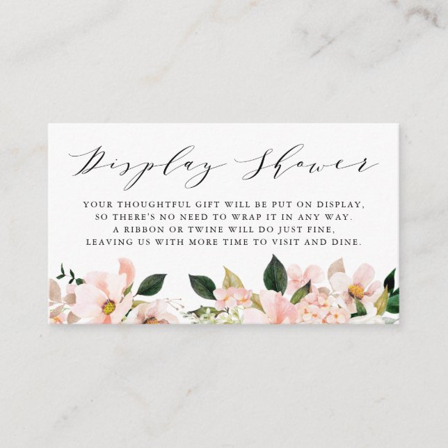 Blush Pink Magnolia und Hydrangea Display Dusche Begleitkarte (Vorderseite)