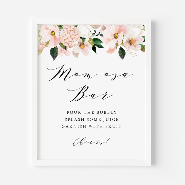 Blush Pink Magnolia und Hydrangea Momosa Bar Poster (Von Creator hochgeladen)