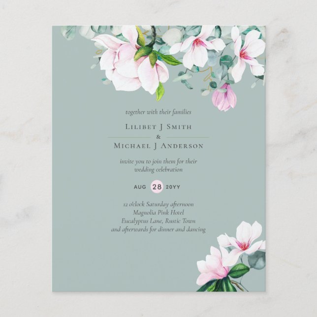 Blush Pink Magnolia Wedding Flyer (Vorne)