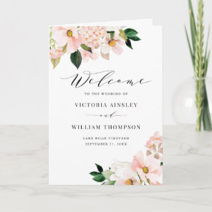 Blush Pink Magnolias & Hydrangeas Wedding Booklet Programm
