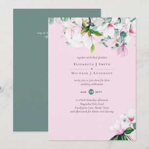 Blush Pink Magnolias Sage Eukalyptus Wedding