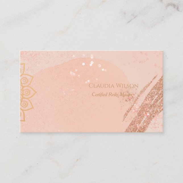Blush Pink Mandala Reiki Spirituelle Energie Heile Visitenkarte (Vorderseite)