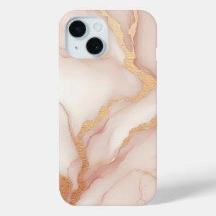 Blush Pink Marble iPhone 15 Fall mit Gold Veins Case-Mate iPhone Hülle