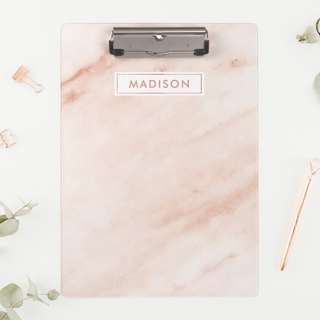 Blush Pink Marble Trendy Niedlicher Personalisiert Klemmbrett (Von Creator hochgeladen)