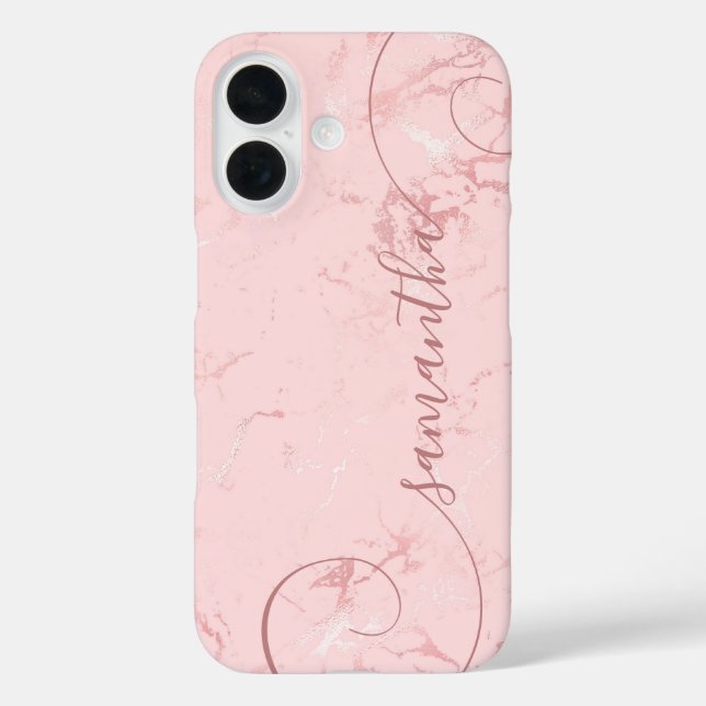 Blush Pink Marmor Curly Signature Case-Mate iPhone Hülle (Rückseite)