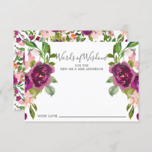 Blush Pink & Marsala Floral Worte der Weisheitskar Einladung