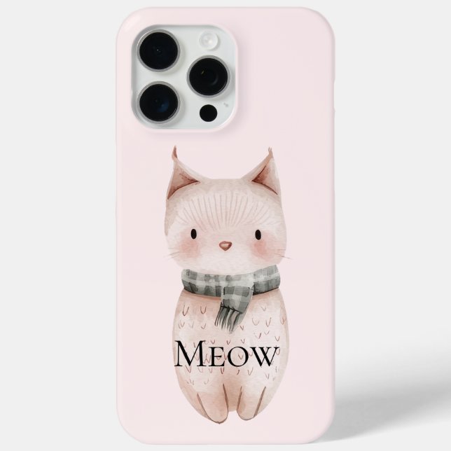 Blush Pink Meow Cat Case-Mate iPhone Hülle (Rückseite)
