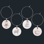Blush Pink Meow Christmas Cat Deer Snowman Glasmarker<br><div class="desc">Blush Pink Meow Christmas Cat Deer Snowman</div>
