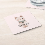Blush Pink Meow Christmas Cat Deer Snowman Untersetzer<br><div class="desc">Blush Pink Meow Christmas Cat Deer Snowman</div>