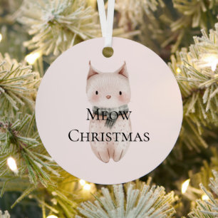 Blush Pink Meow Christmas Cat Geschenk Ornament Aus Metall