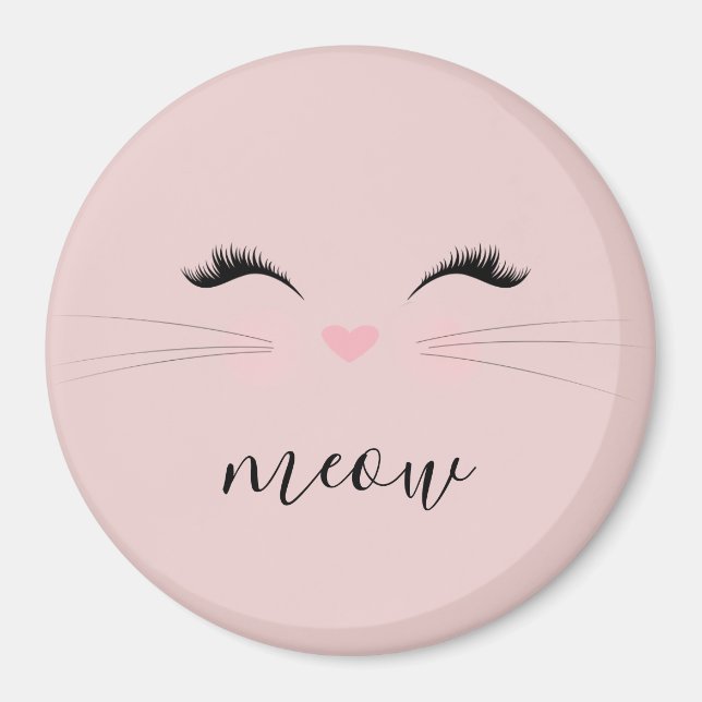 Blush PInk Meow Whiskers Kitty Magnet (Vorne)