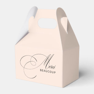 Blush Pink Merci Beaucoup Elegante Kalligraphie Geschenkschachtel