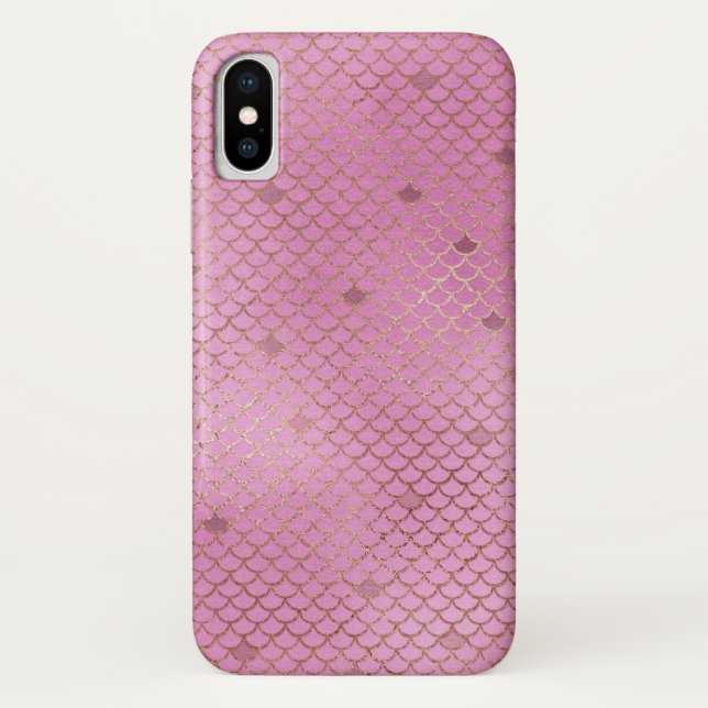 Blush Pink Mermaid Scales Muster Case-Mate iPhone Hülle (Rückseite)