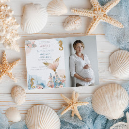 Blush Pink Mermaid Schwanz Babydusche Einladung