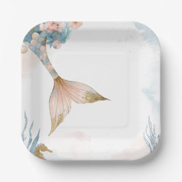 Blush Pink Mermaid Schwanz Babydusche Pappteller