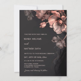 Blush Pink Metallic 3 D Flowers Wedding Invitation Einladung
