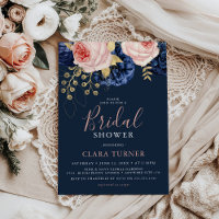 Blush Pink & Midnight Navy Florals Brautparty