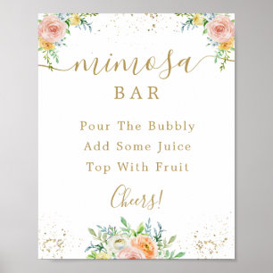 Blush Pink Mimosa Bar Sign Poster