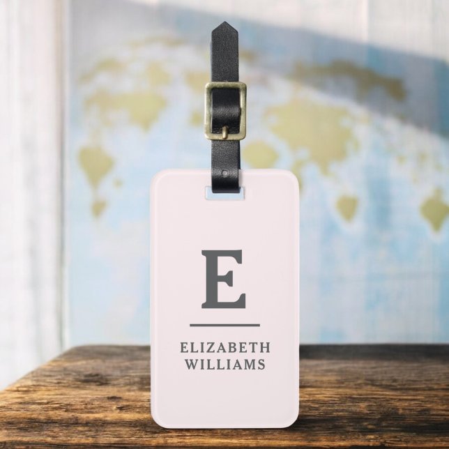 Blush Pink Minimal Modernes Monogramm Gepäckanhänger (Von Creator hochgeladen)