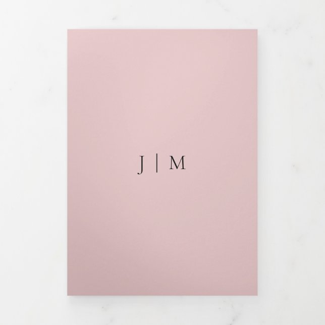 Blush Pink Minimalist Modern Formal Wedding Dreifach Gefaltete Karte (Cover)