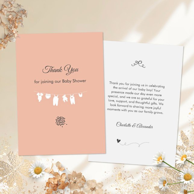 Blush Pink Minimalistisch Baby Girl Dusche Dankeskarte (Minimalist Blush Pink Soft Peach Baby Girl Shower Thank You Card ©Susanne Sachers - Sunny Mind 🌞)