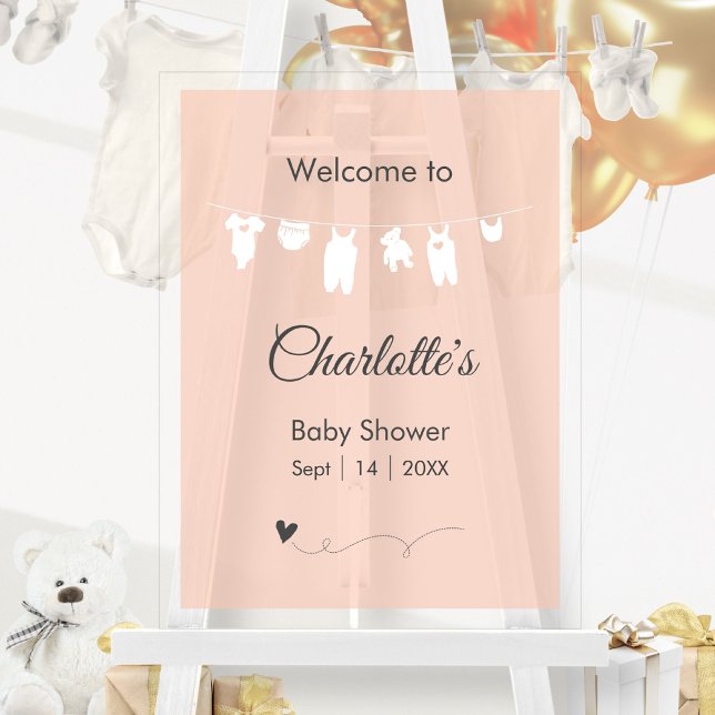 Blush Pink Minimalistisch Translucent Baby Girl Du Acrylschild (Blush Pink Minimalist Translucent Baby Girl Shower Acrylic Sign ©Susanne Sachers - Sunny Mind 🌞)