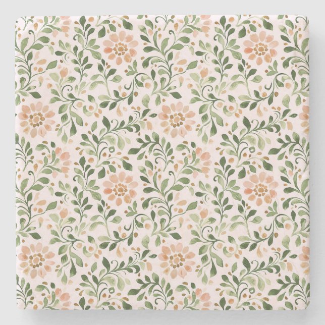 Blush Pink Mint Green Butterfly Steinuntersetzer (Vorderseite)