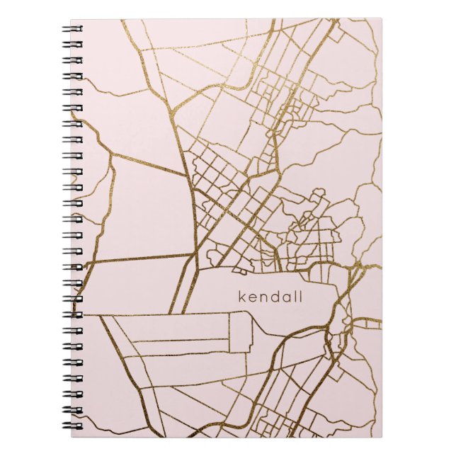 Blush Pink mit Gold-Look Karte und Name Notizblock (Vorderseite)