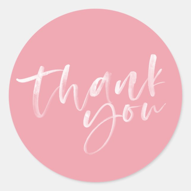 Blush pink mit handgeschriebenem Dankeschön an Auf Runder Aufkleber (Vorderseite)