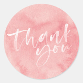 Blush pink mit handgeschriebenem Dankeschön an Auf Runder Aufkleber