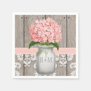 Blush Pink Mit Monogramm Hydrangea Mason Jar Serviette