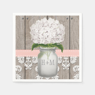 Blush Pink Mit Monogramm Hydrangea Mason Jar Serviette