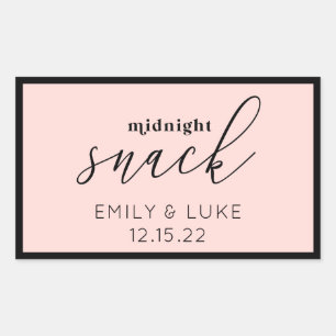 Blush Pink Mitternacht Snack Custom Wedding Square Rechteckiger Aufkleber
