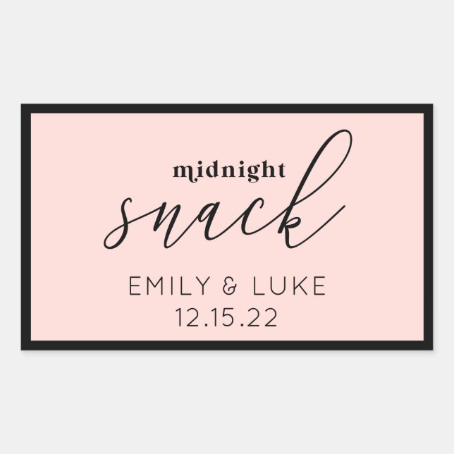 Blush Pink Mitternacht Snack Custom Wedding Square Rechteckiger Aufkleber (Vorderseite)