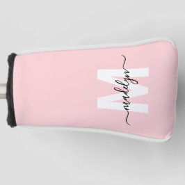 Blush Pink Modern Girly Name Monogram Golf Headcover