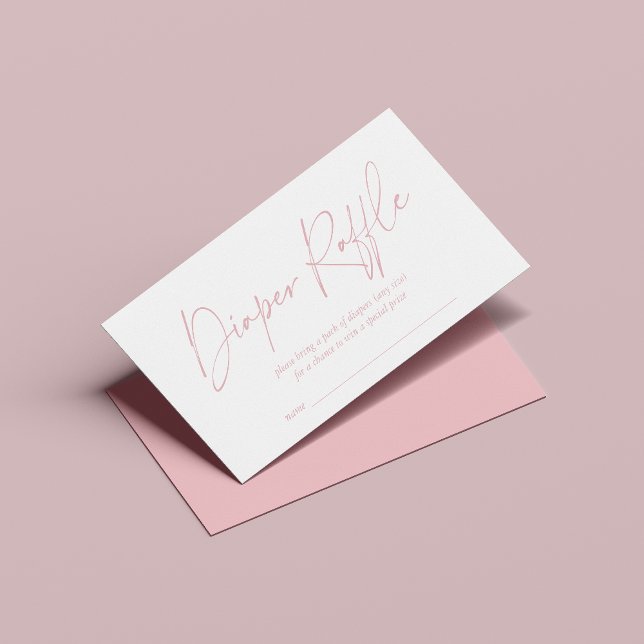 Blush Pink Modern Handwritten Diaper Raffle Begleitkarte (Von Creator hochgeladen)