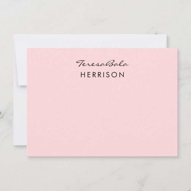 Blush Pink | Modern Minimalist Monogram Design Mitteilungskarte (Vorderseite)