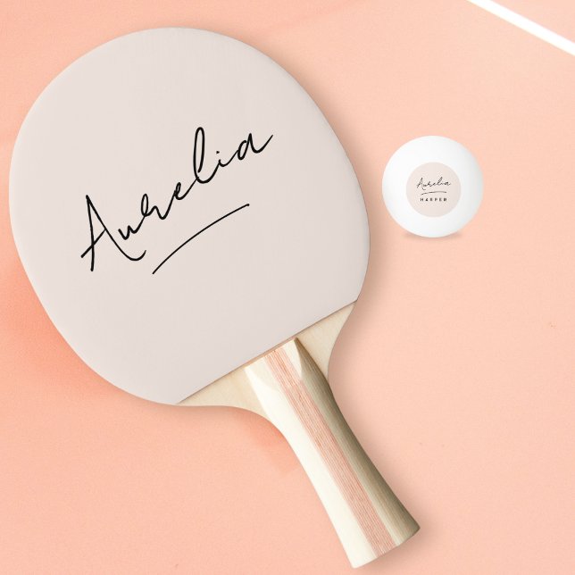Blush Pink Modern Script Signature Monogram Name Tischtennis Schläger (Von Creator hochgeladen)