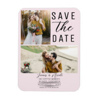 Blush Pink Moderne 2 Fotos Save the Date Hochzeit