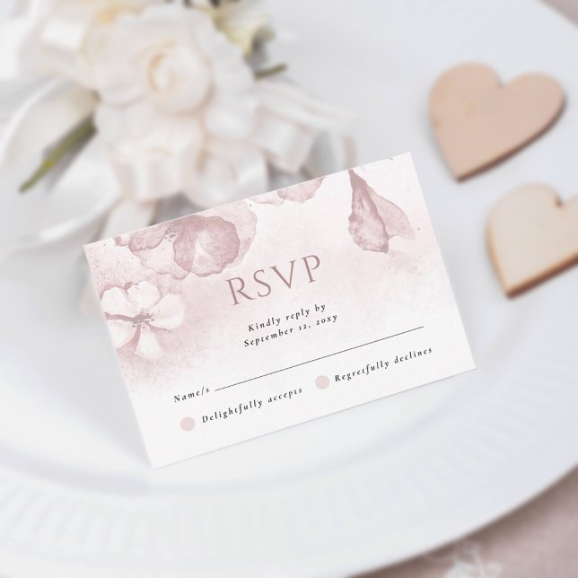 Blush Pink Moderne Aquarellblume Hochzeit RSVP Karte (Von Creator hochgeladen)