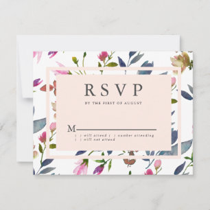 Blush Pink Moderne Bloral Wedding RSVP Card Karte
