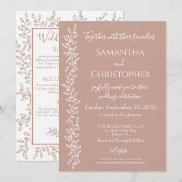 Blush Pink Moderne Boho Botanische Minimalhochzeit Einladung