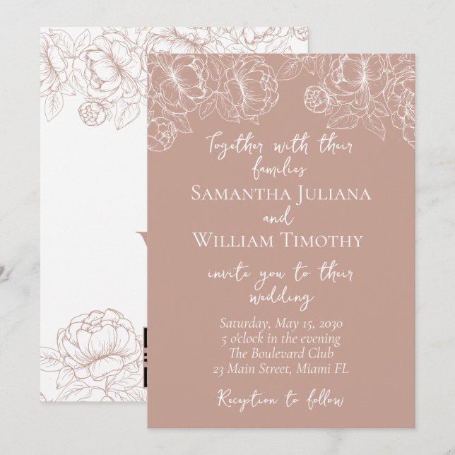 Blush Pink Moderne Boho Classic Minimalistische Ho Einladung (Vorne/Hinten)