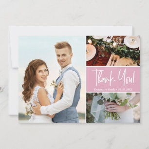 Blush Pink Moderne Foto-Collage Hochzeit Karte