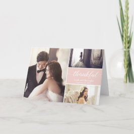 Blush pink Moderne Foto Collage Wedding Vielen Dan Karte