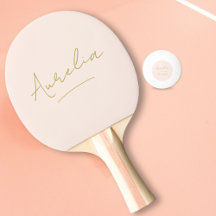 Blush Pink Moderne Gold Script Signature Monogram