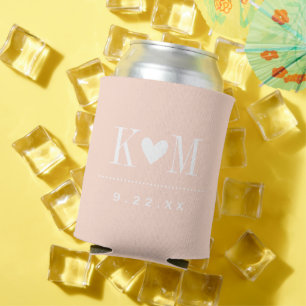 Blush Pink Moderne Hochzeitsmonogramm Dosenkühler