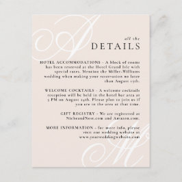 Blush Pink Moderne Kante Elegante Monogramm Detail Begleitkarte