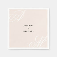 Blush Pink Moderne Kante Elegante Monogramm Hochze