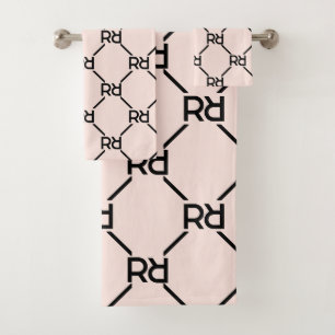 Blush Pink Moderne Luxus Monogram Urmodell Badhandtuch Set